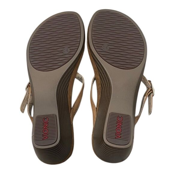 Vionic Brown Park Orchid Toepost Wedge Slip On Sandals 7.5 - Picture 3 of 4